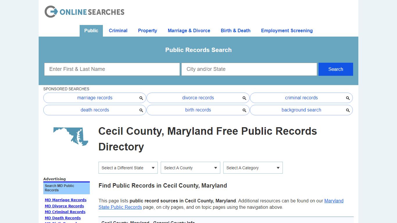 Cecil County, Maryland Public Records Directory