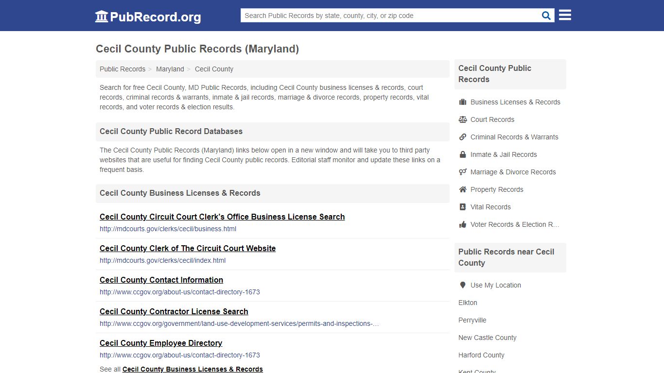 Free Cecil County Public Records (Maryland Public Records) - PubRecord.org