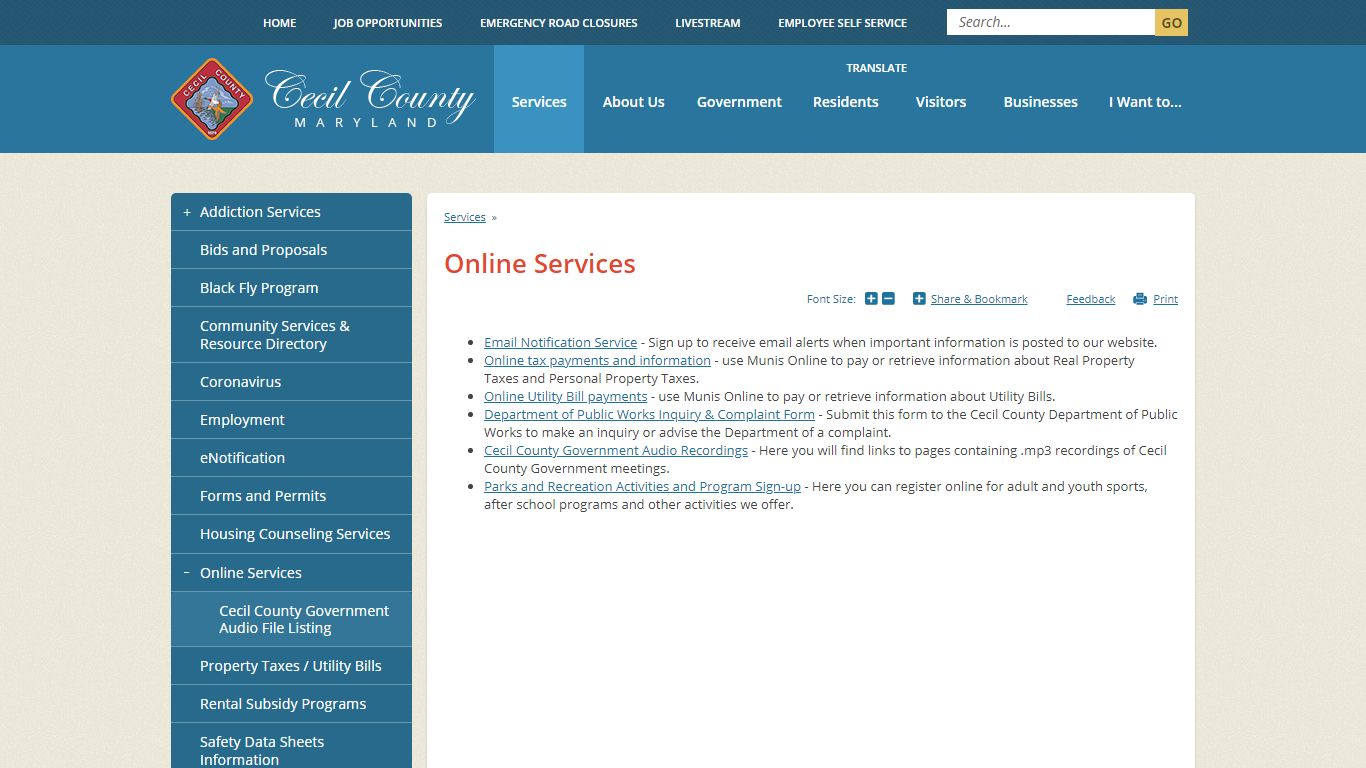 Online Services | Cecil County