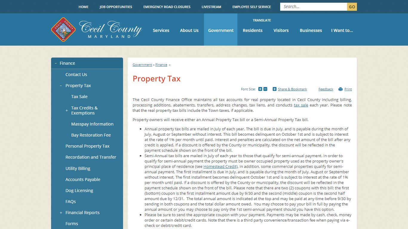 Property Tax | Cecil County